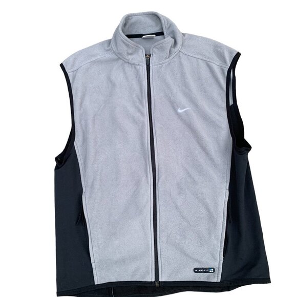 VINTAGE Nike Fleece Jacket Vest 'Shadow Black' XL - Picture 2 of 9